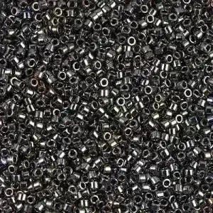 11/0 Delica Beads, DB0026 in Dark Steel Metallic Color - The Argus Collection