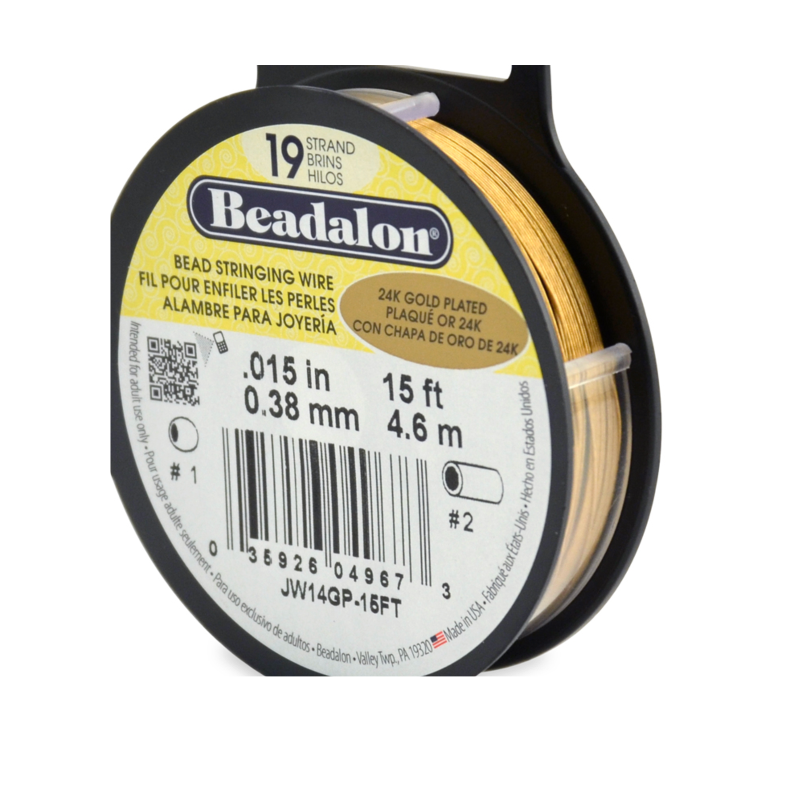 19-Strand Stringing Wire, .015", 9 Finishes