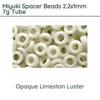Miyuki Spacer Beads, 2.2x1mm, 7g Tube, Opaque Limeston Luster - The Argus Collection