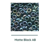 Miyuki Spacer Beads, 2.2x1mm, 7g Tube, Matte Black AB - The Argus Collection