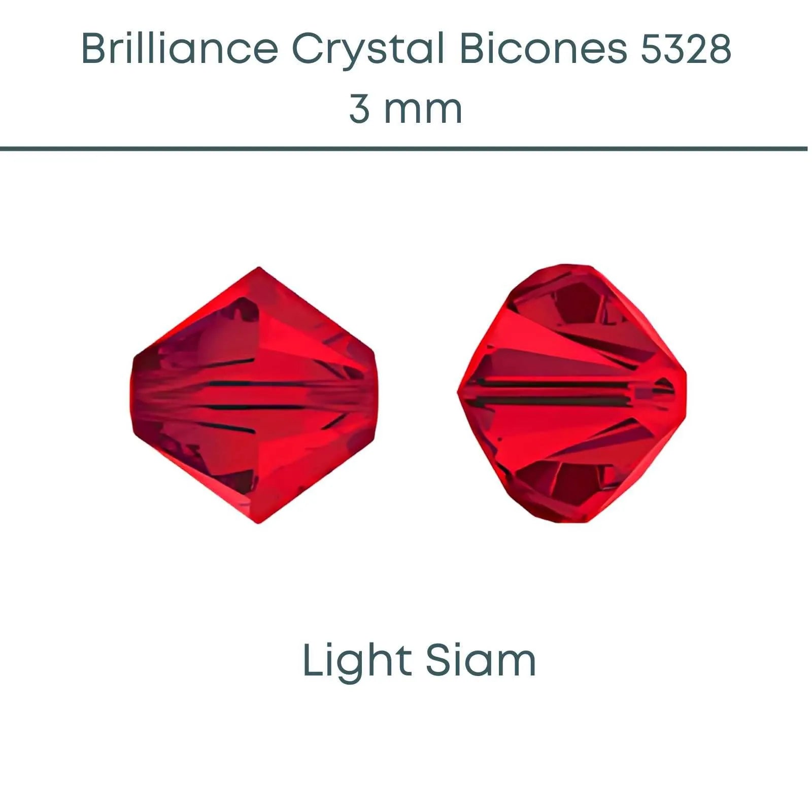 Brilliance Crystal Bicones 5328, 3mm, Light Siam - The Argus Collection