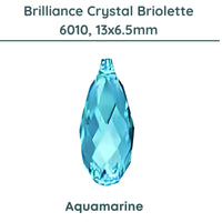 Brilliance Crystal Briolettes, 6010, 13x6.5mm, Aquamarine - The Argus Collection
