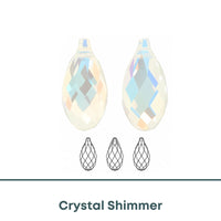 Brilliance 6010 Crystal Briolettes, Crystal Shimmer, 13x6.5mm - The Argus Collection