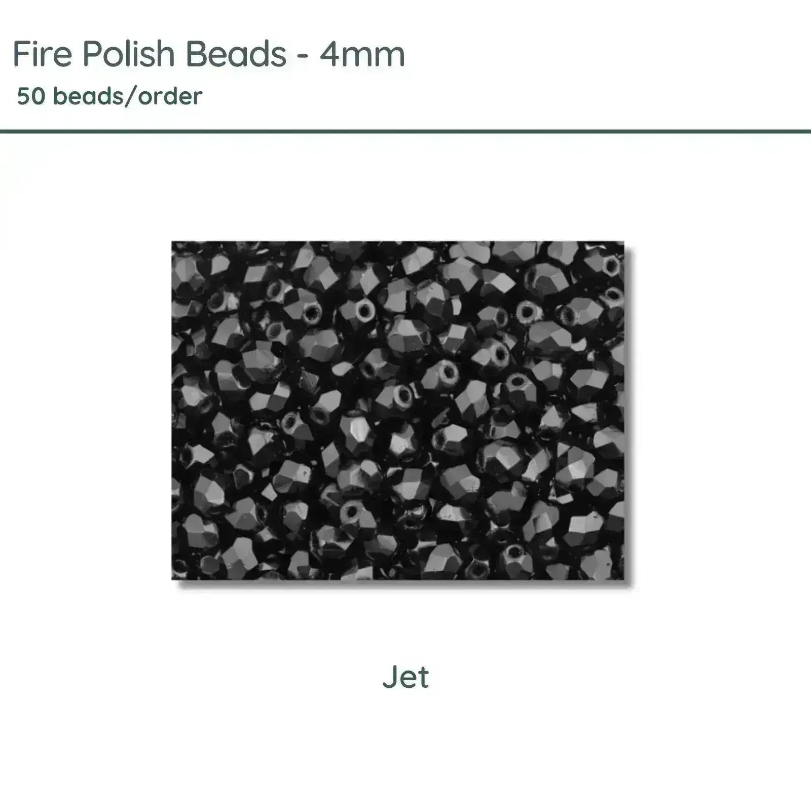Fire Polish Beads, 4mm, Jet, 50 pieces - The Argus Collection