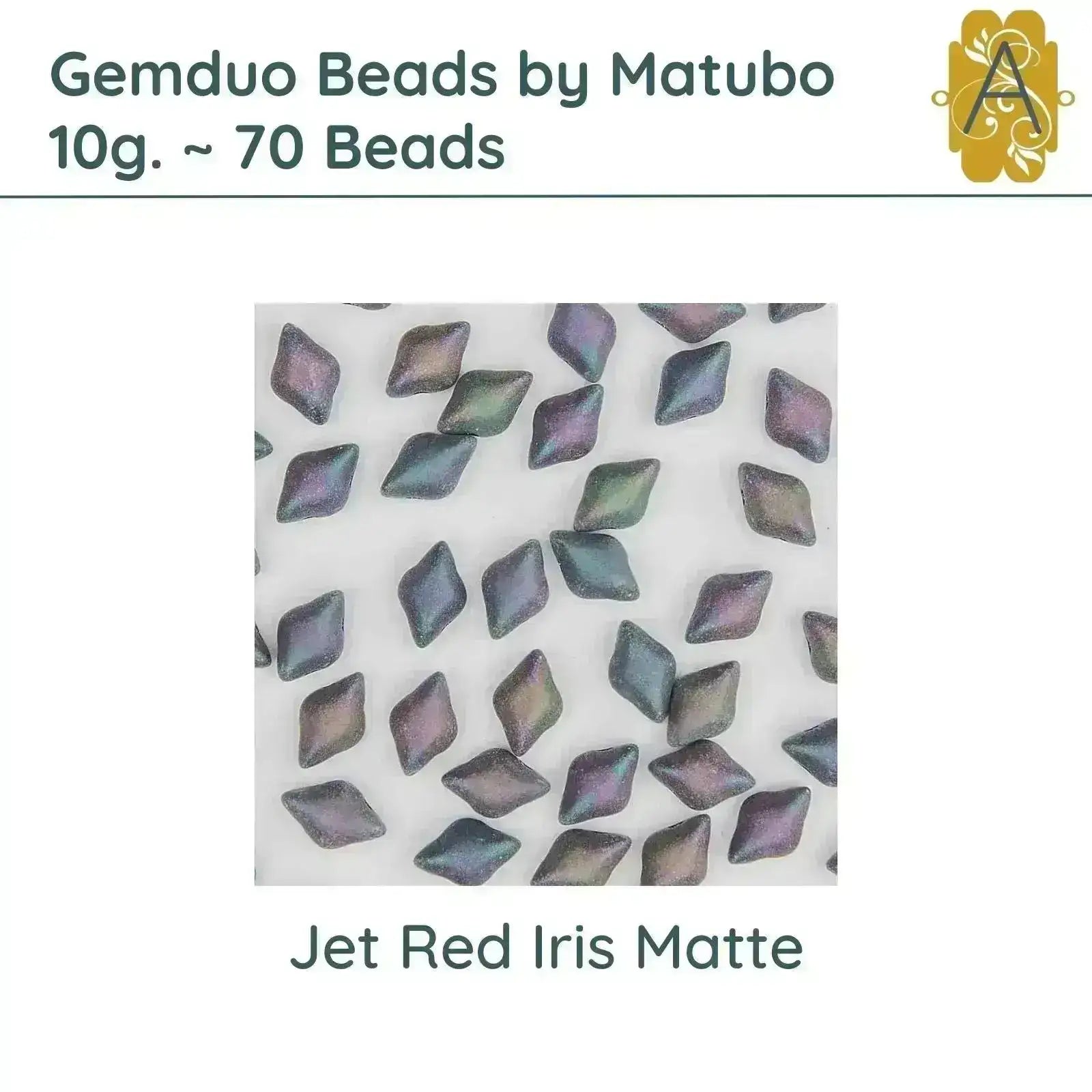 Gemduo Beads by Matubo, 10g., Jet Red Iris Matte - The Argus Collection