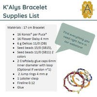 A list of the materials needed to create the K'Alys Bracelet Pattern par Puca - The Argus Collection