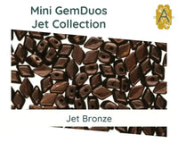 Mini Gemduos Beads, Jet Collection, 7 Finishes - The Argus Collection