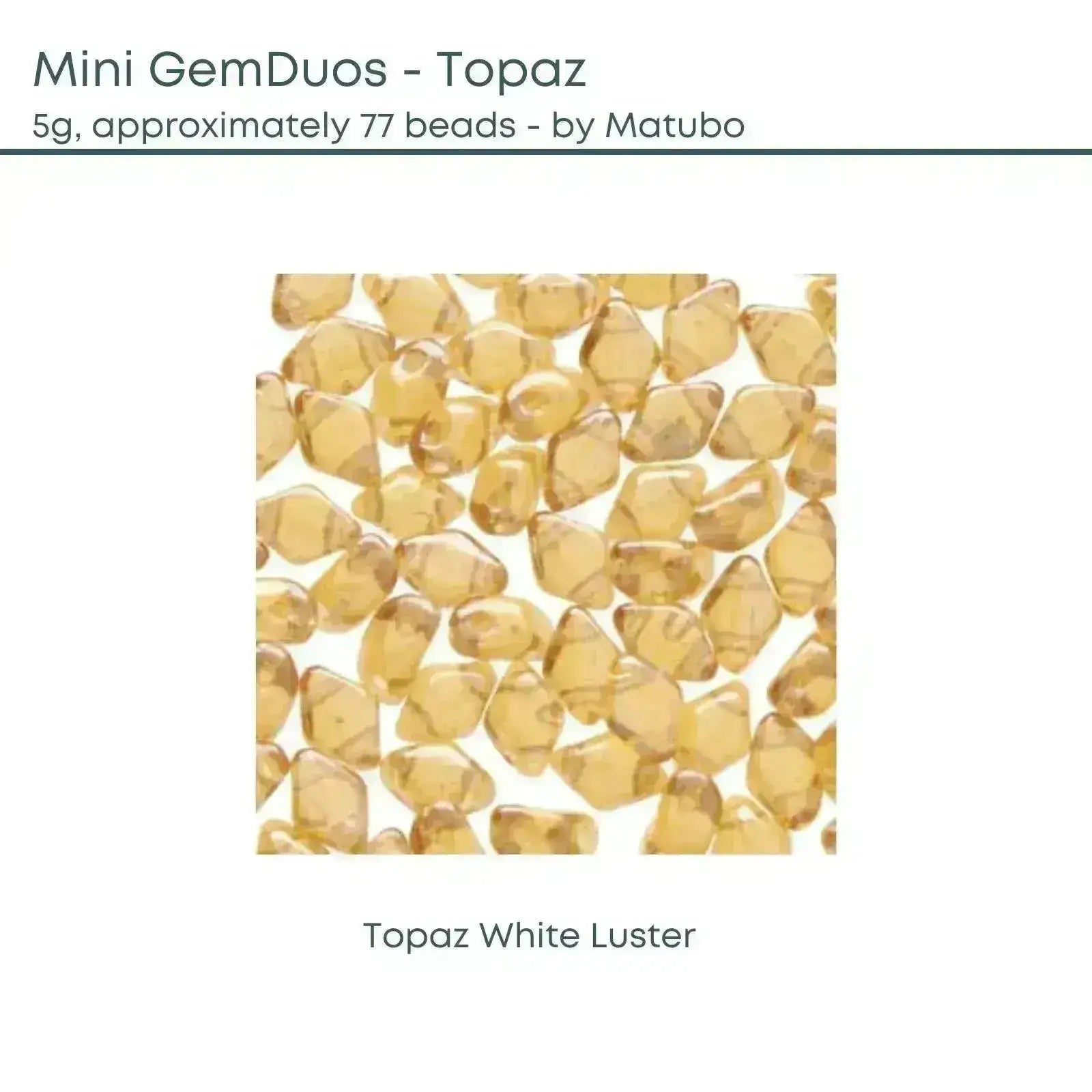 Mini Gemduo Beads, 5g., Topaz Collection, 2 Colors - The Argus Collection