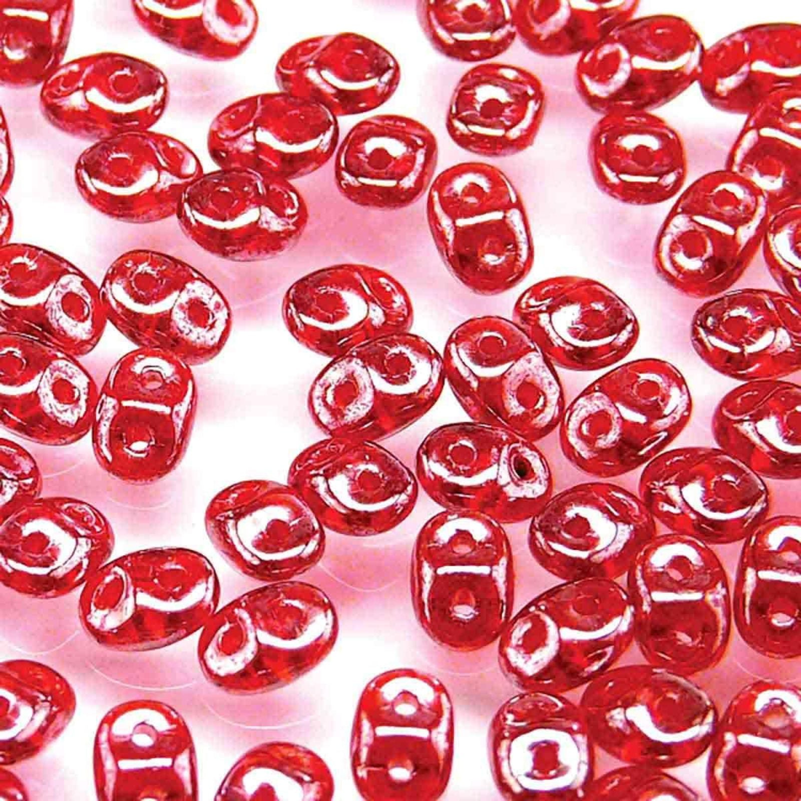 Miniduo Beads, Ruby Luster