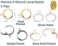 Monaco 8, Round Leverbacks, 304 Stainless Steel, 5 Pair, 3 Finishes, - The Argus Collection