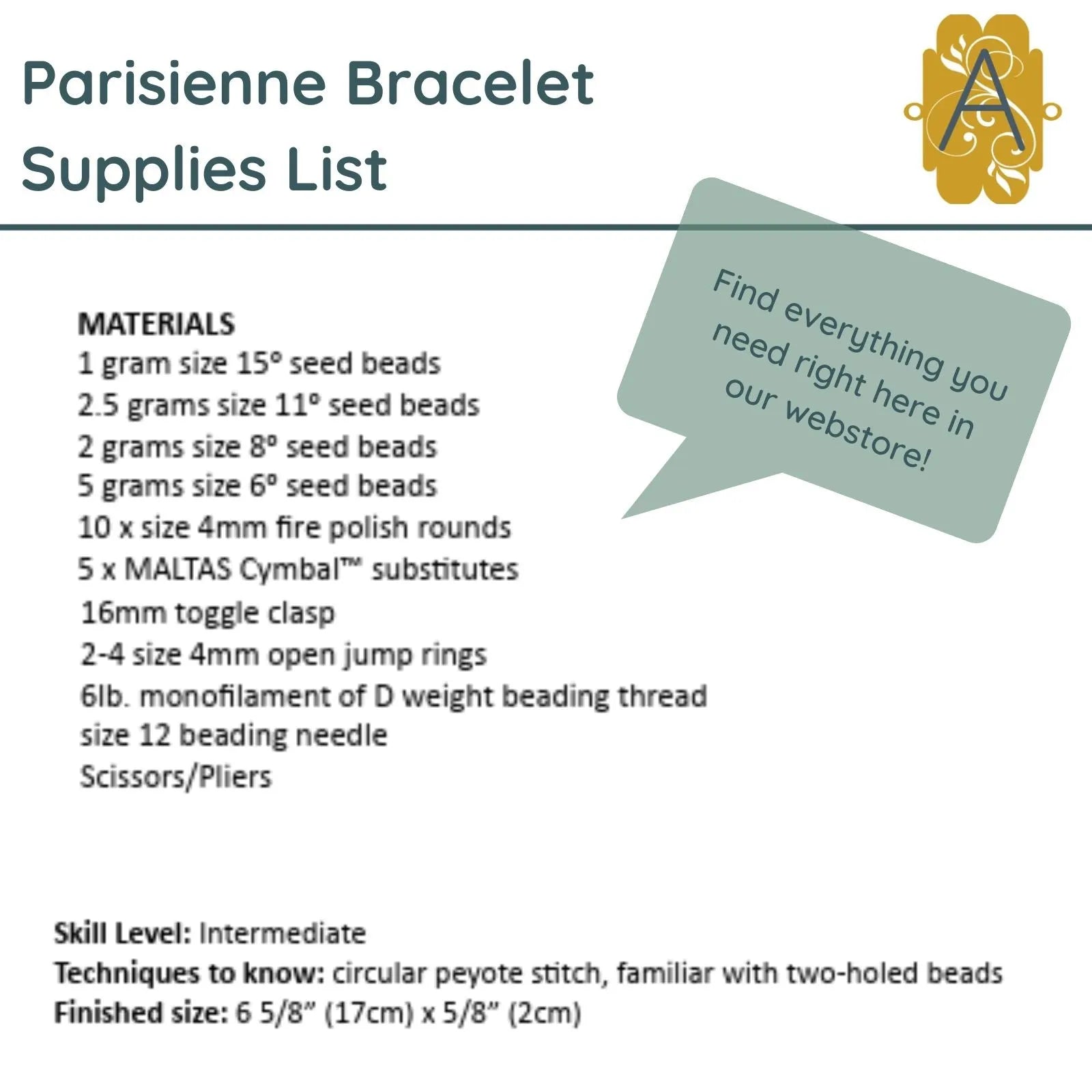 Parisienne Bracelet Pattern - The Argus Collection