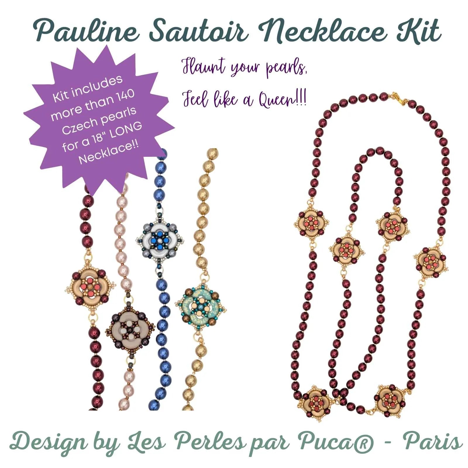 Pauline Sautoir Necklace Bead Kits, 4 Colors - The Argus Collection