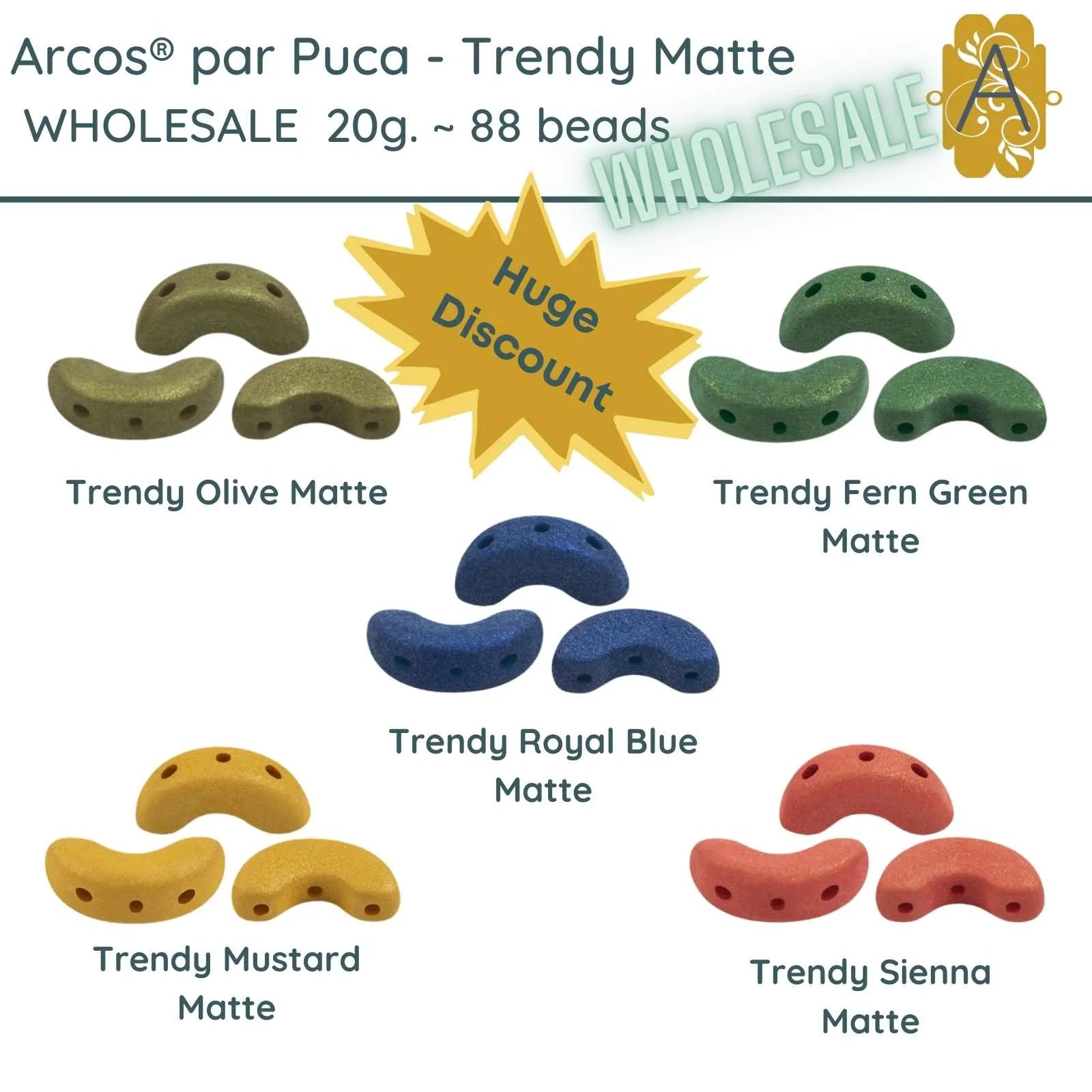 WHOLESALE, Arcos par Puca, 20g., Trendy Matte Collection, 5 Colors - The Argus Collection
