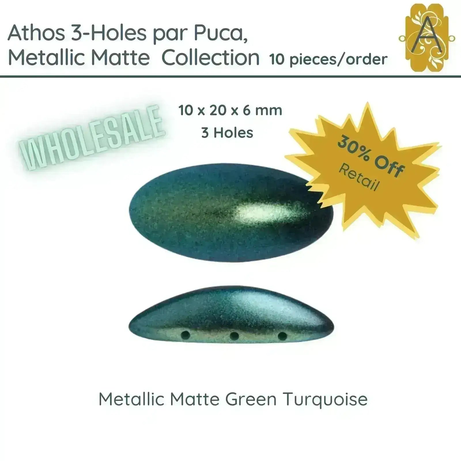WHOLESALE! Athos 3-Holes par Puca, Metallic Matte Collection, 7 Colors - The Argus Collection