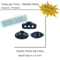WHOLESALE Volos Beads par Puca in Metallic Matte Dark Blue - 20g - The Argus Collection