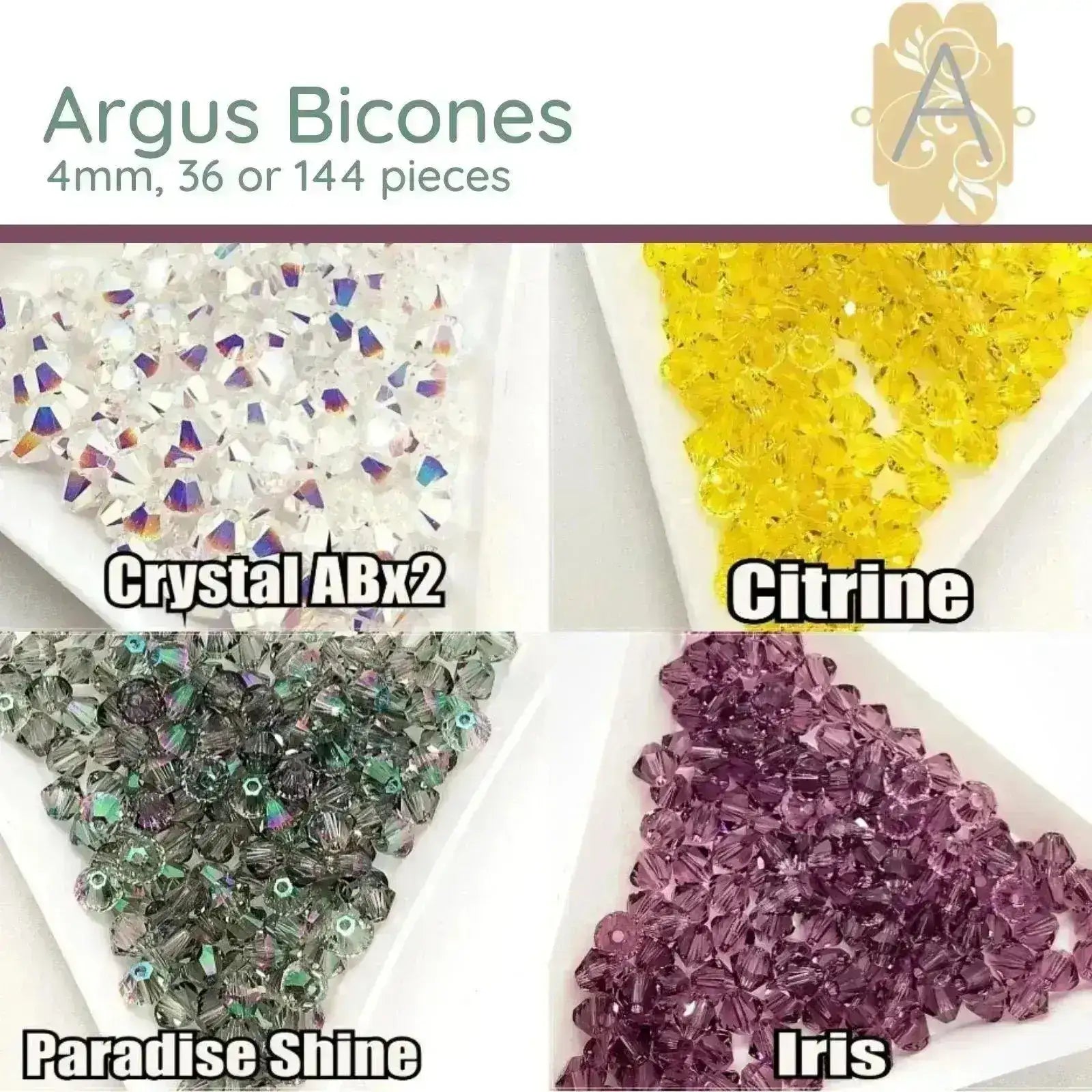 Brilliance Crystal Bicones 5328, 4mm - The Argus Collection