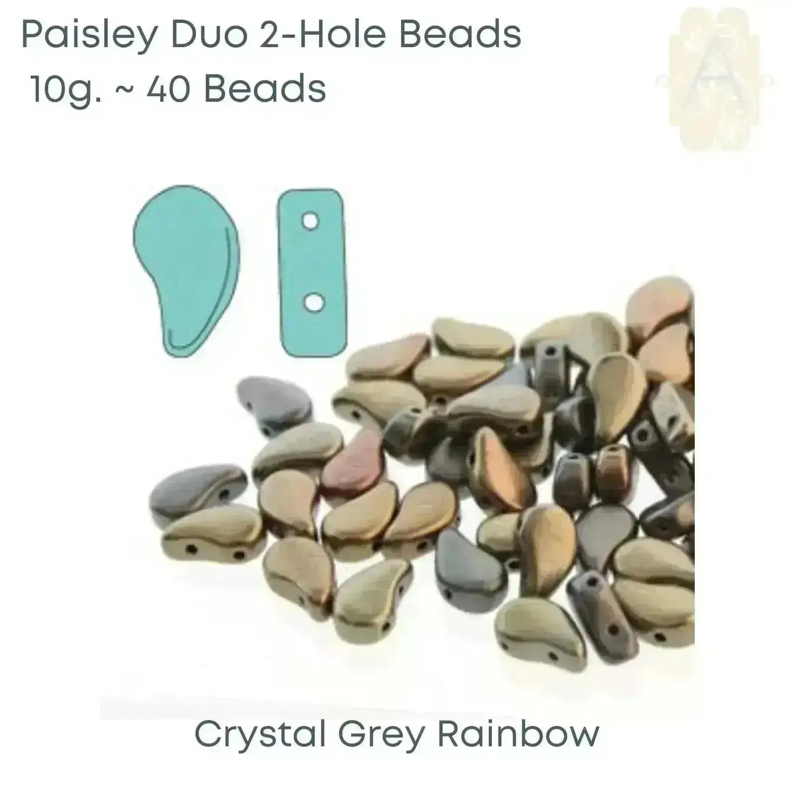 Paisleyduo 2-hole Beads, Crystal Full Collection, 8 Colors - The Argus Collection