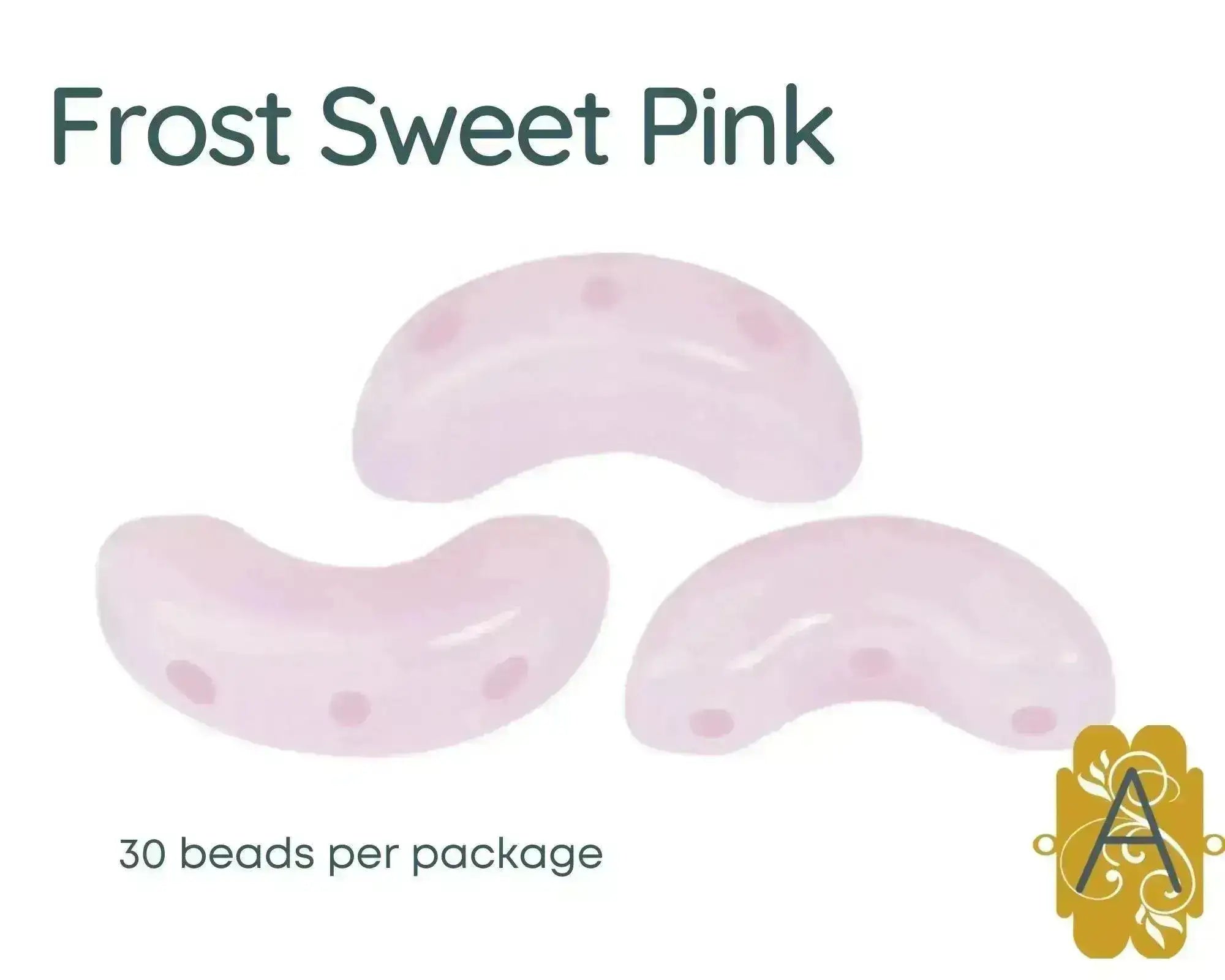 Arcos par Puca, a 3-hole bead that comes in 30 beads per package.  Frost Sweet Pink color - The Argus Collection