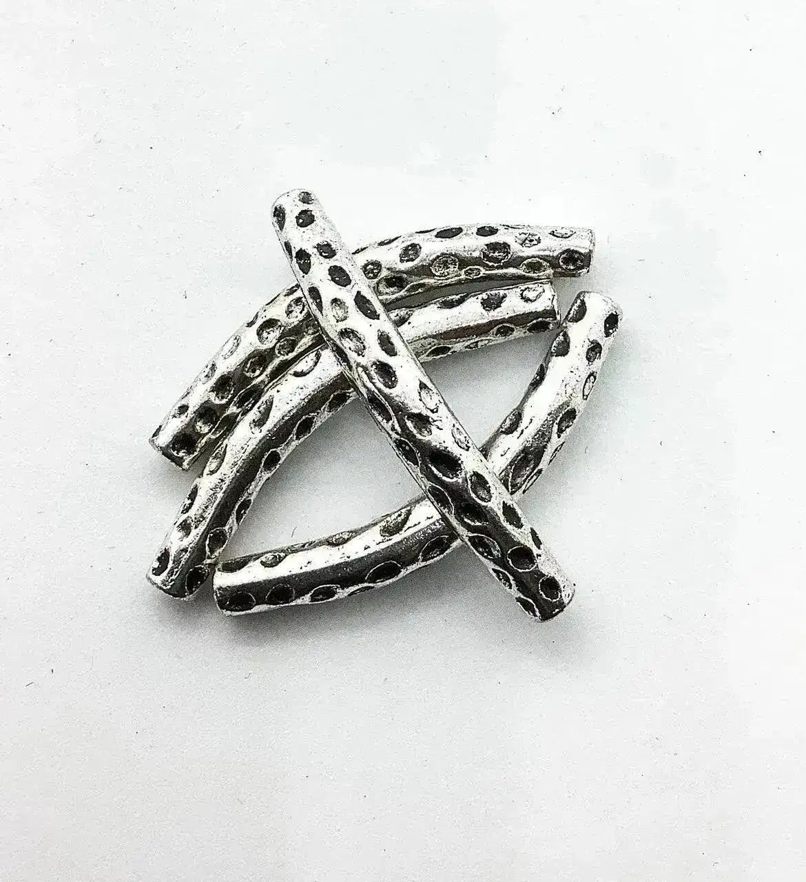 Leopard Noodle Tube or Curved Metal Beads - The Argus Collection