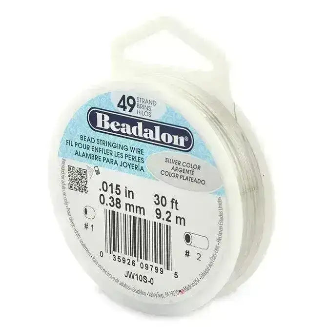 Beadalon, 49 Strand .015" Diameter Stringing Wire, Stainless Steel, Flexible, 10 or 30 Feet, Best Quality, 6 Colors - ArgusCollection