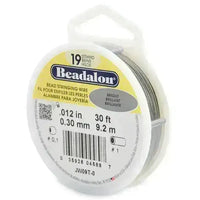 19 Strand, .012" Beadalon Stringing Wire, Stainless 15 & 30 ft. Silver, Satin Silver, Satin Gold, Bright - ArgusCollection