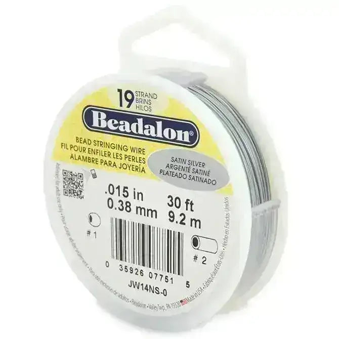 19 Strand, .015" Beadalon Stringing Wire, 15 & 30 ft. Gold, Silver, Black, Bronze, Satin Gold, Satin Silver, Bright - ArgusCollection