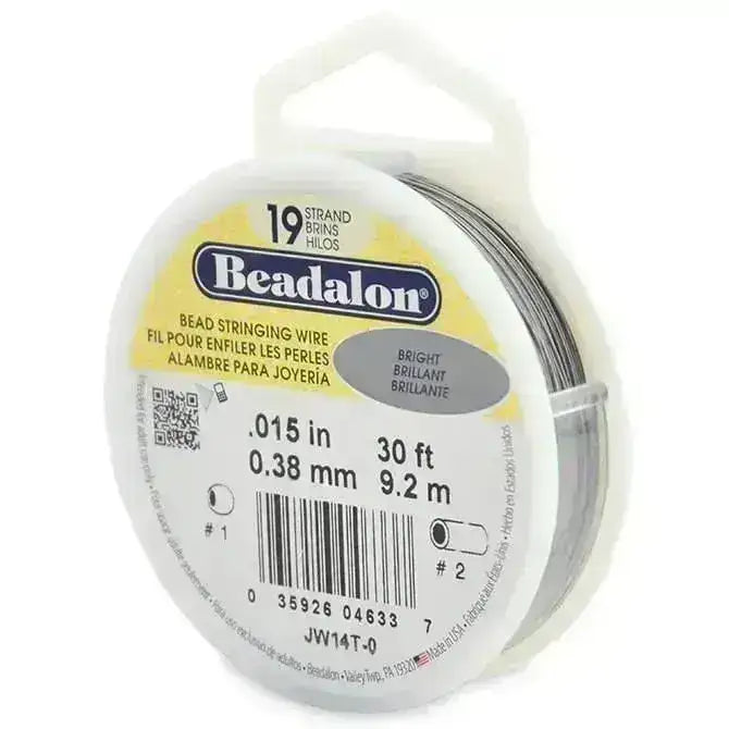 19 Strand, .015" Beadalon Stringing Wire, 15 & 30 ft. Gold, Silver, Black, Bronze, Satin Gold, Satin Silver, Bright - ArgusCollection