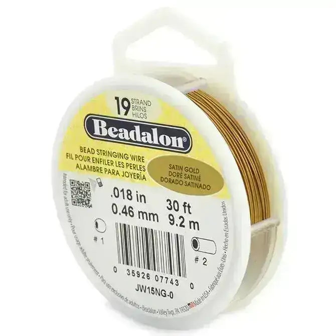 19 Strand, .018" Beadalon Stringing Wire, 15 & 30 ft., Satin Gold, Satin Silver, Satin Copper, Silver, Gold, Bright, Black, Bronze - ArgusCollection