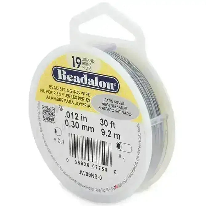 19 Strand, .012" Beadalon Stringing Wire, Stainless 15 & 30 ft. Silver, Satin Silver, Satin Gold, Bright - ArgusCollection