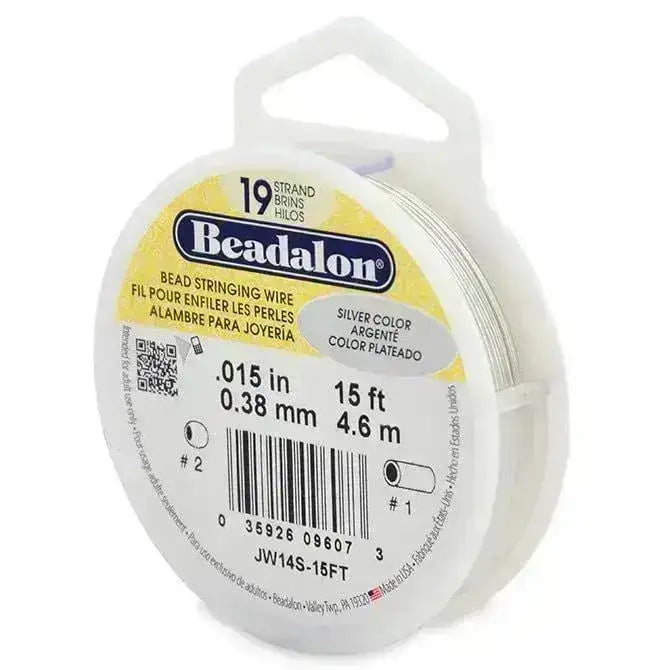 19 Strand, .015" Beadalon Stringing Wire, 15 & 30 ft. Gold, Silver, Black, Bronze, Satin Gold, Satin Silver, Bright - ArgusCollection