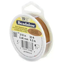 19 Strand, .018" Beadalon Stringing Wire, 15 & 30 ft., Satin Gold, Satin Silver, Satin Copper, Silver, Gold, Bright, Black, Bronze - ArgusCollection