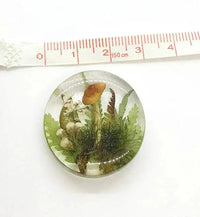 Mushroom Soliloquy Resin Cabochons, 28mm, Handmade with Dried Flowers - The Argus Collection
