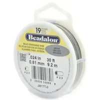 19 Strand, .021 or .024", Bead Stringing Wire, Beadalon, Bright, 15 or 30 Feet - ArgusCollection