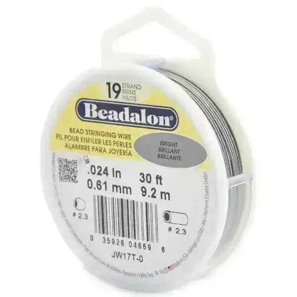 19 Strand, .021 or .024", Bead Stringing Wire, Beadalon, Bright, 15 or 30 Feet - ArgusCollection