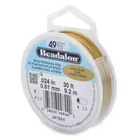 49 Strand, .024" Bead Stringing Wire, Beadalon, Bright or Gold, 10 or 30 Feet - ArgusCollection