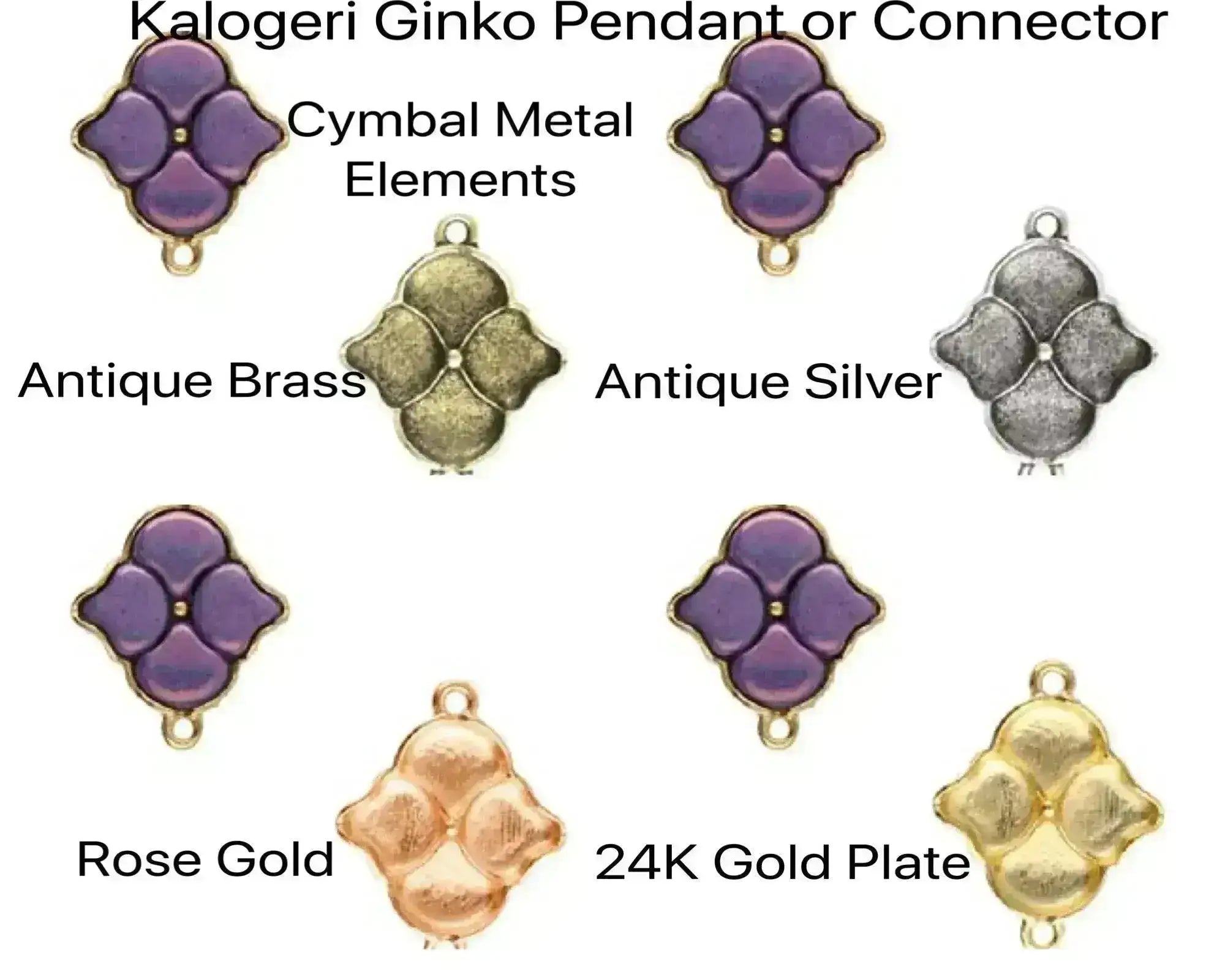 Kalogeri, Cymbal Ginko Bead Pendant or Connector, 4 Finishes - The Argus Collection