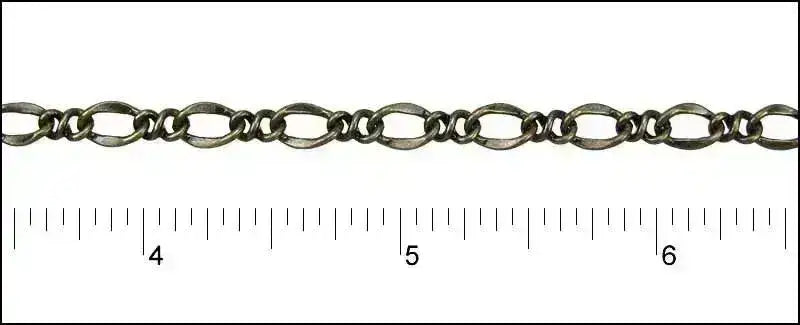 Twisted Figaro Euro Chain, Sold in 1-ft. Increments, Antique Brass, Antique Copper, Antique Silver, Gold, Silver Plated - The Argus Collection