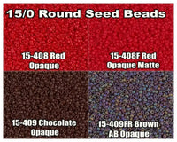 15/0 Miyuki Round Seed Beads 8.2g 15-0408, 15-0408F, 15-0409, 15-0409FR - The Argus Collection