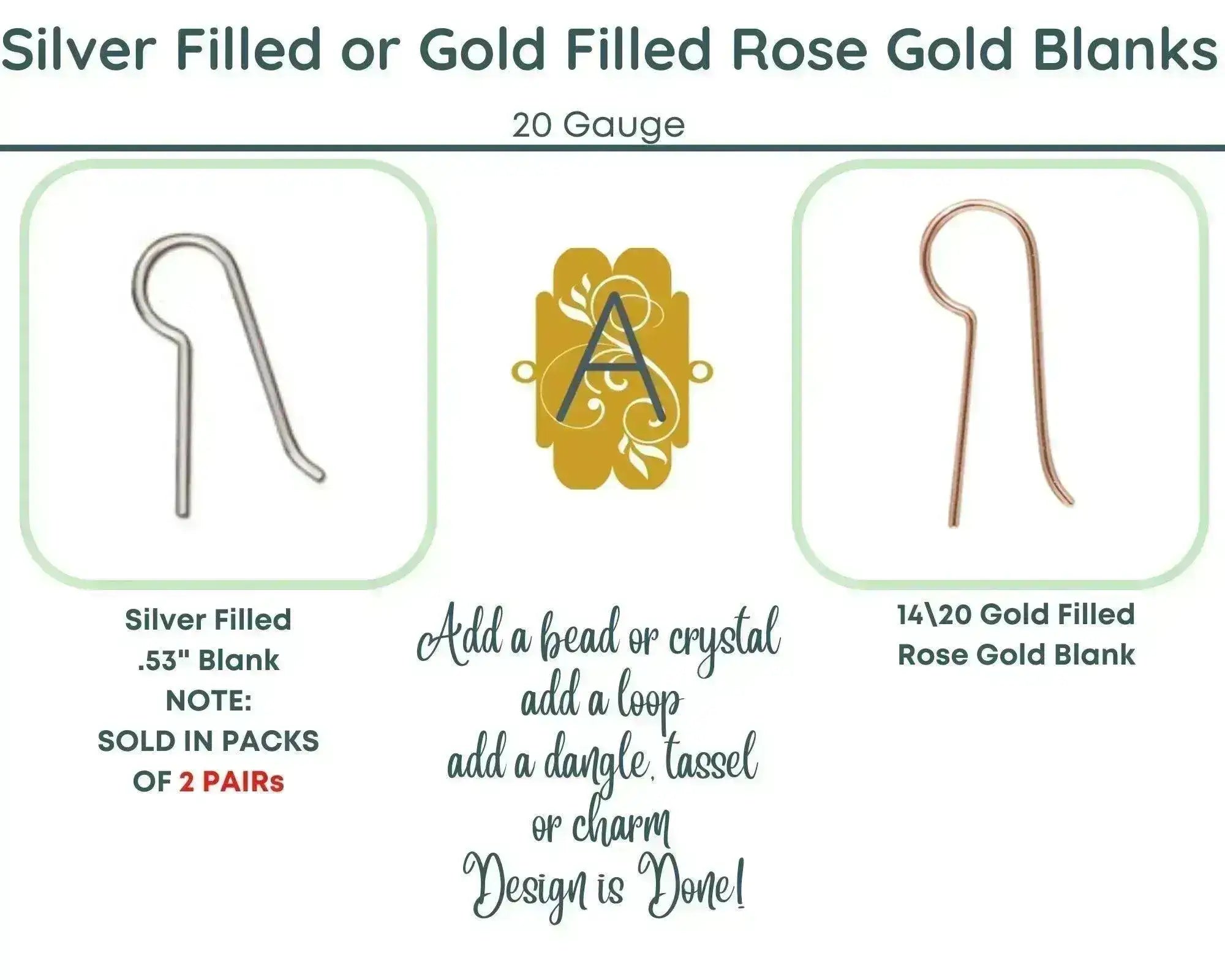 French Hook Earring Wire Blanks in 4 Finishes - The Argus Collection