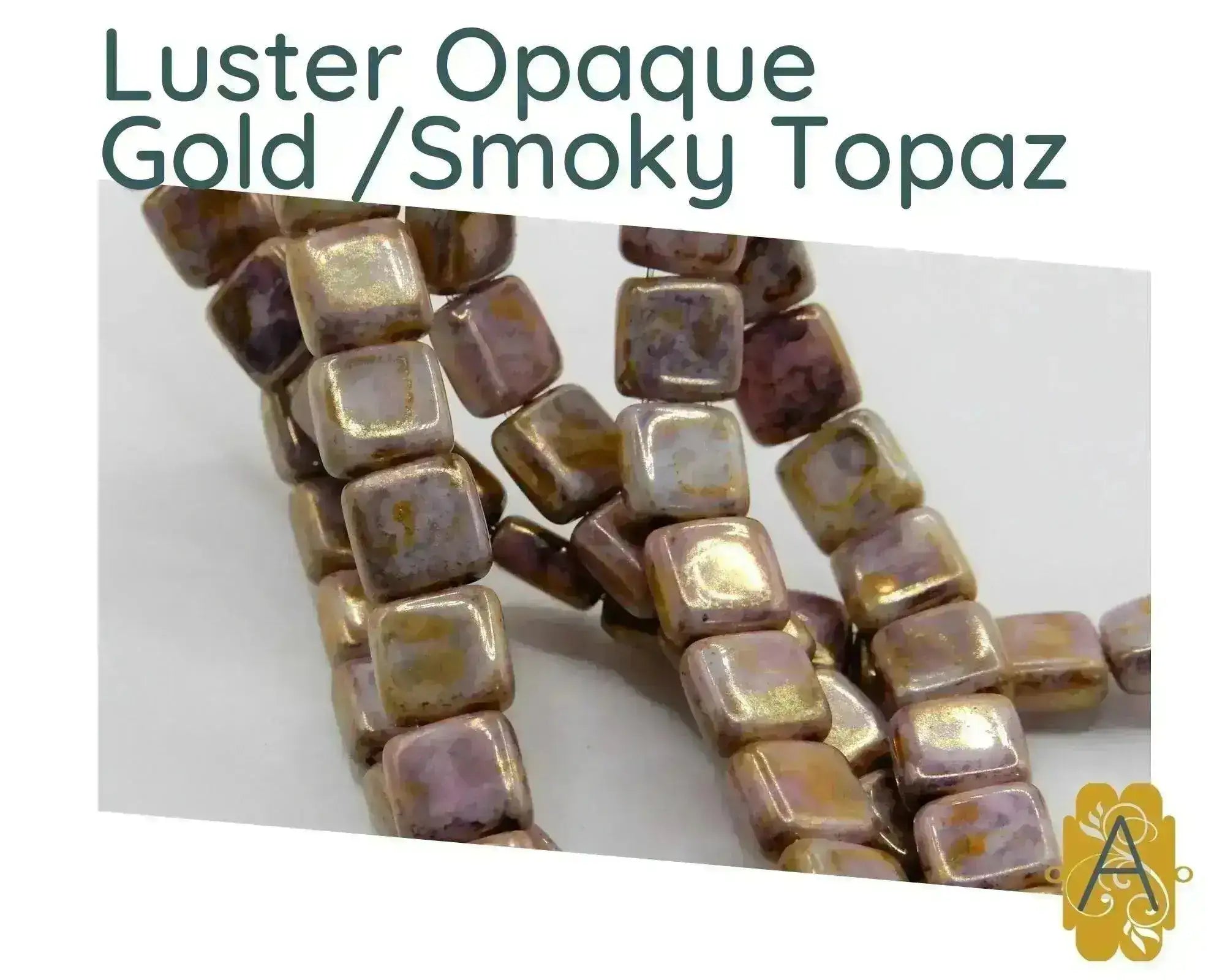 CzechMate 2-Hole Tile Beads, 6mm, Luster Opaque Collection, 5 Gorgeous Colors, 25 Beads - The Argus Collection