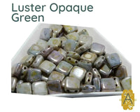 CzechMate 2-Hole Tile Beads, 6mm, Luster Opaque Collection, 5 Gorgeous Colors, 25 Beads - The Argus Collection
