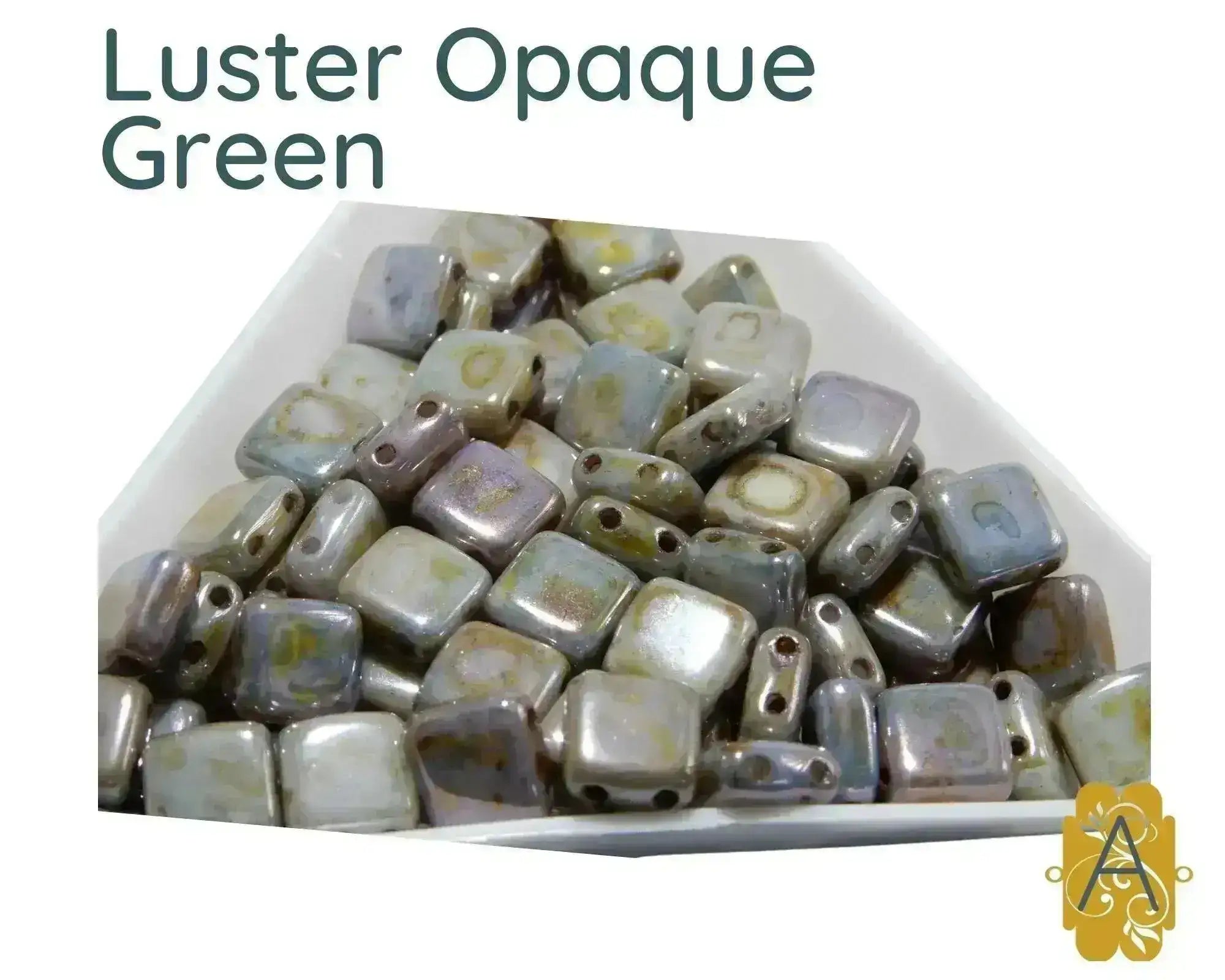 CzechMate 2-Hole Tile Beads, 6mm, Luster Opaque Collection, 5 Gorgeous Colors, 25 Beads - The Argus Collection