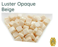 CzechMate 2-Hole Tile Beads, 6mm, Luster Opaque Collection, 5 Gorgeous Colors, 25 Beads - The Argus Collection