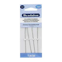 COLLAPSIBLE Eye Needles, 6.4mm (2.5"), by Beadalon, 4 Pack or 10 Pack, Extra Fine, Fine, Medium, Heavy or Big Eye 2 Pack - ArgusCollection
