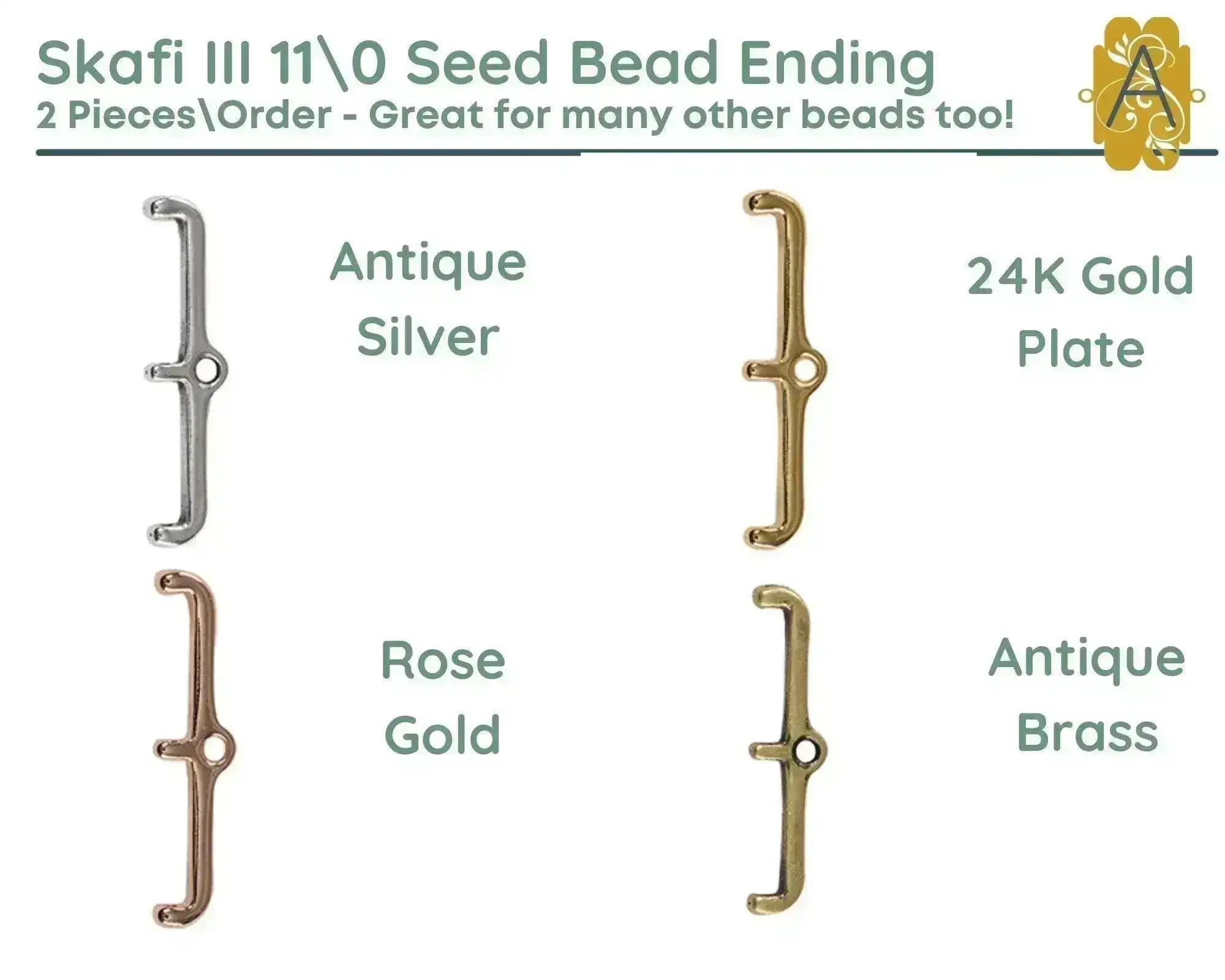 Skafi II, III, IV, Cymbal 11/0 Bead Ending or Connector, 4 Finishes - The Argus Collection