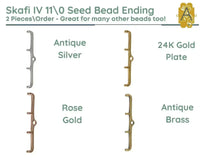 Skafi II, III, IV, Cymbal 11/0 Bead Ending or Connector, 4 Finishes - The Argus Collection