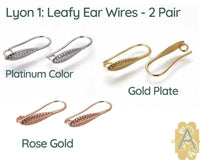 Lyon 1, Leafy Earring Wires, 3 Finishes - The Argus Collection