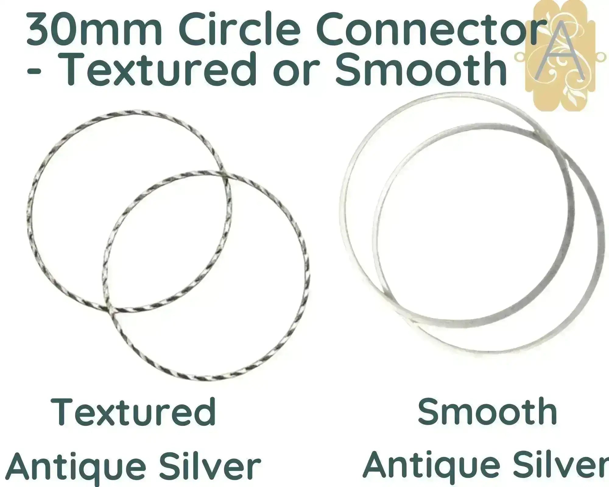 Circle Connector, 30mm, Smooth or Textured in 6 Finishes - The Argus Collection