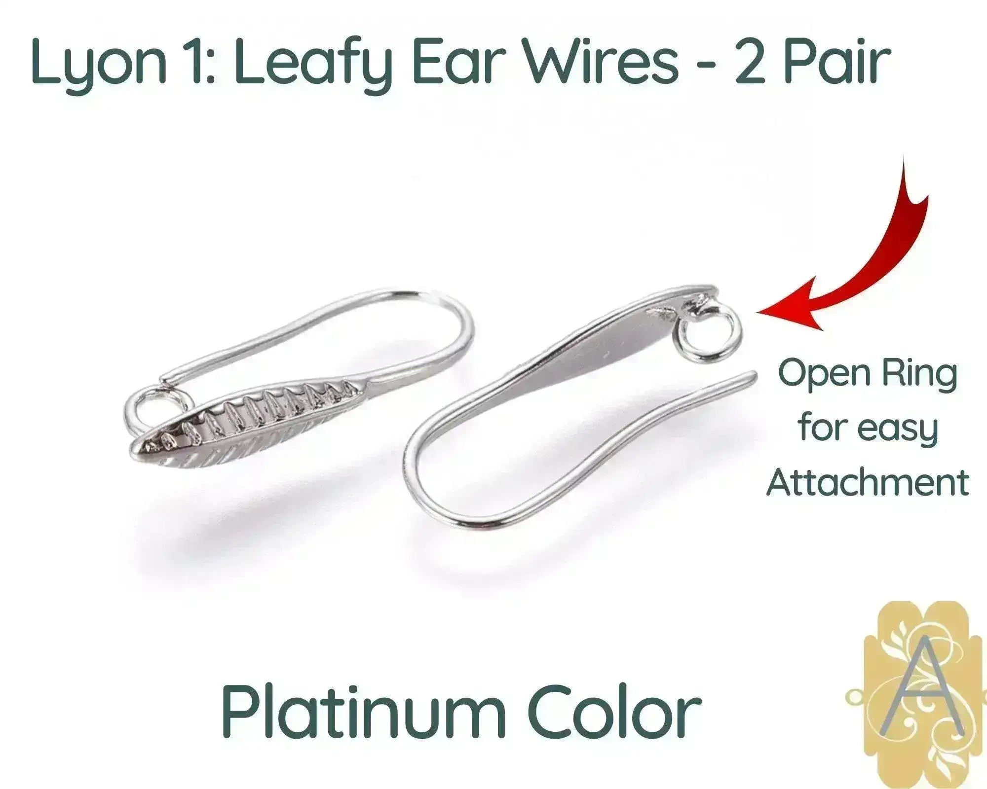 Lyon 1, Leafy Earring Wires, 3 Finishes - The Argus Collection