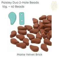 Paisleyduo 2-hole Beads, 10g., Matte Velvet Collection, 10 Colors - The Argus Collection
